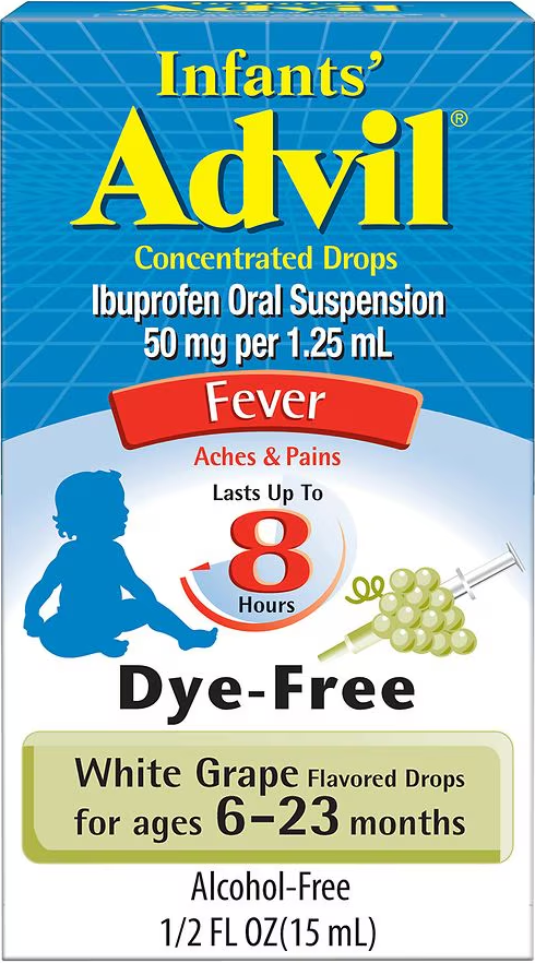 Infants' Advil concentrated ibuprofen 50 mg per 1.25 mL